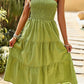 Smocked Strapless Tiered Midi Dress