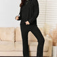 Basic Bae Full Size Ribbed Drawstring Hood Top and Straight Pants Set