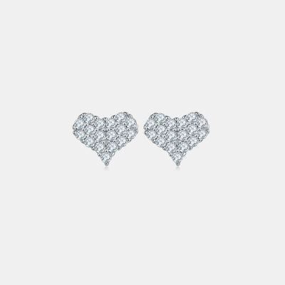 Moissanite 925 Sterling Silver Heart Stud Earrings