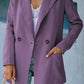 Double-Breasted Padded Shoulder Blazer with Pockets