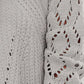 Openwork Round Neck Lantern Sleeve Sweater