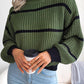 Striped Rib-Knit Sweater