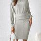 Ribbed Round Neck Top and Skirt Set