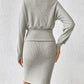 Ribbed Round Neck Top and Skirt Set