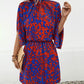 Tied Printed Mock Neck Mini Dress