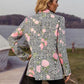 Printed Lapel Collar Long Sleeve Blazer