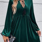 Tied Neck Balloon Sleeve Mini Dress