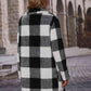 Plaid Collared Neck Coat with Pockets