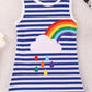 Girls Rainbow Graphic Striped Sleeveless Dress