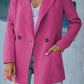 Double-Breasted Padded Shoulder Blazer with Pockets