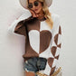 Heart Contrast Dropped Shoulder Sweater