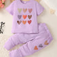 Girls Heart Print T-Shirt and Joggers Set