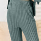 Basic Bae Full Size Ribbed Drawstring Hood Top and Straight Pants Set