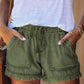 Pocketed Frayed Denim Shorts