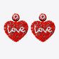 LOVE Beaded Heart Earrings