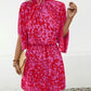 Tied Printed Mock Neck Mini Dress