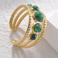 18K Gold Plated Nature Stone Open Ring