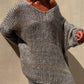 Openwork V-Neck Long Sleeve Sweater