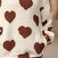 Fuzzy Heart Pocketed Dropped Shoulder Hoodie