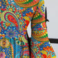 Paisley Print Round Neck Three-Quarter Sleeve Dress