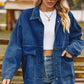 Collared Neck Button Up Denim Jacket