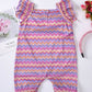 Baby Girl Printed Bow Detail Square Neck Romper