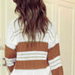 Striped Drop Shoulder Lantern Sleeve Sweater
