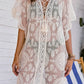 Lace-Up Sheer Cover Up
