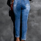 Button Fly Center Seam High Rise Jeans
