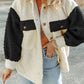 Contrast Button Down Sherpa Jacket