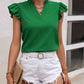Notched Neck Butterfly Sleeve Blouse