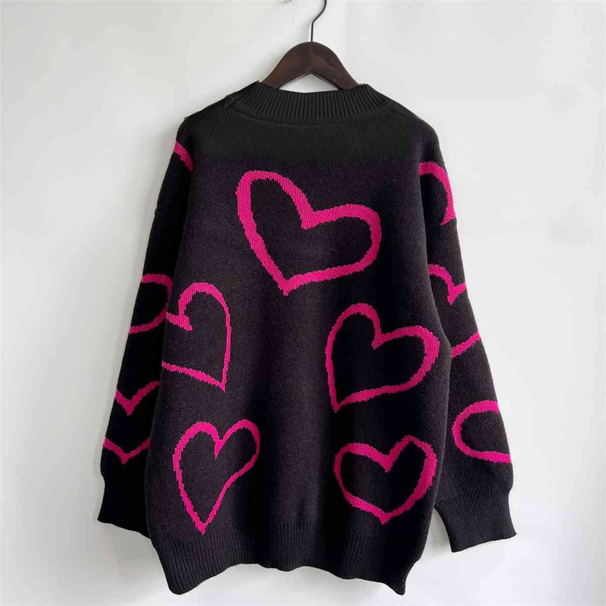 Heart Pattern Long Sleeve Sweater