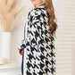 Woven Right Houndstooth Open Front Longline Cardigan