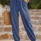 Textured Smocked Waist Pants with Pockets