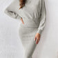 Ribbed Round Neck Top and Skirt Set