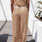 Printed Strapless Tie Waist Wide Leg Jumpsuit