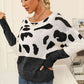 Full Size Two-Tone Boat Neck Sweater