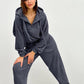 Half Zip Drawstring Hoodie and Pants Set