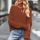 Round Neck Drop Shoulder Long Sleeve Sweater