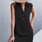 Buttoned Johnny Collar Sleeveless Dress