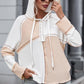 Multicolor Colorblock Ribbed Henley Hoodie