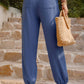Textured Smocked Waist Pants with Pockets