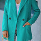Double-Breasted Padded Shoulder Blazer with Pockets