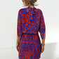 Tied Printed Mock Neck Mini Dress