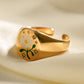 Flower Pattern Stainless Steel Open Ring