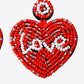 LOVE Beaded Heart Earrings