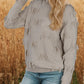 Fringe Detail Long Sleeve Mock Neck Sweater
