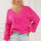 Pearl Detail V-Neck Long Sleeve Sweater