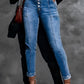 Button Fly Center Seam High Rise Jeans