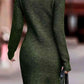 Rib-Knit Round Neck Sweater Dress